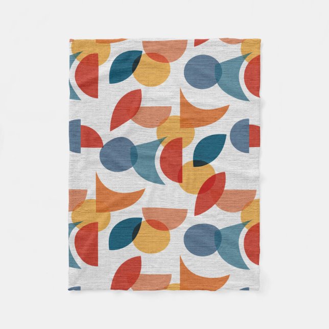 Helle geometrische Retro Abstraktes Mitteljahrhund Fleecedecke (Vorderseite)