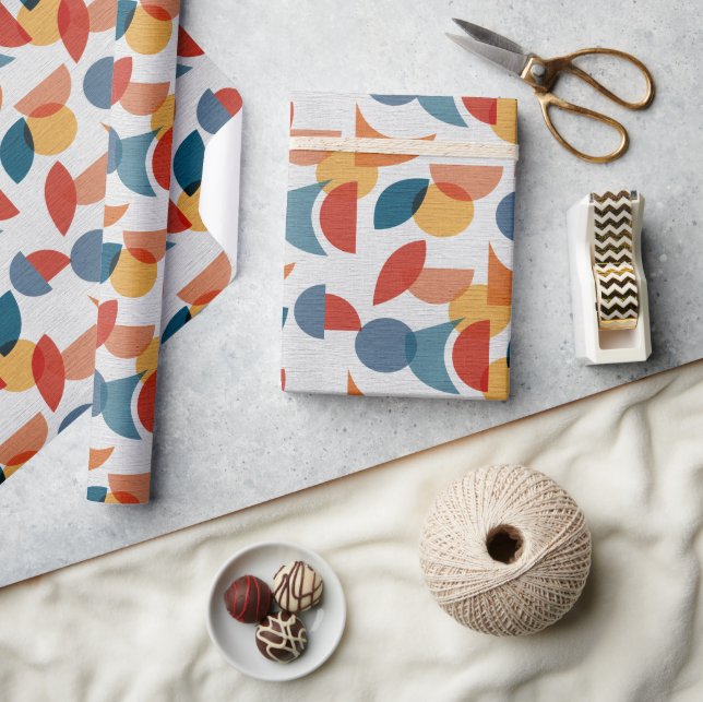 Helle geometrische Retro Abstraktes Mitteljahrhund Geschenkpapier (Kunsthandwerk)