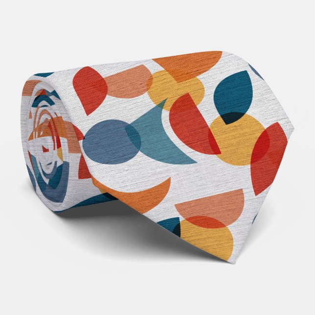 Helle geometrische Retro Abstraktes Mitteljahrhund Krawatte (Gerollt)