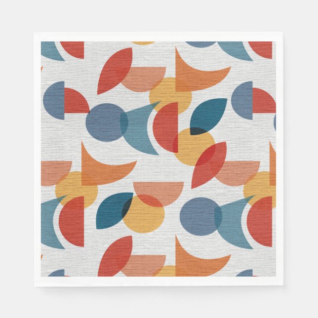 Helle geometrische Retro Abstraktes Mitteljahrhund Serviette (Vorderseite)