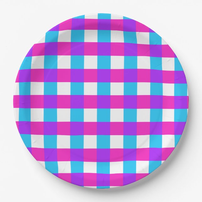 Helle Gingham Party Teller - Stile 3 (Vorderseite)