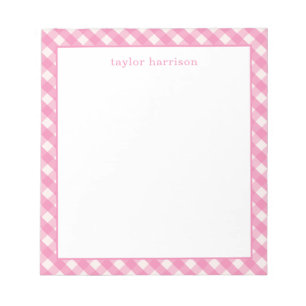 Helle Gingham Personalisierung Notizblock