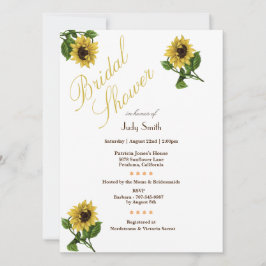 Helle Gold Sonnenblumen Bridal Dusche Einladungen