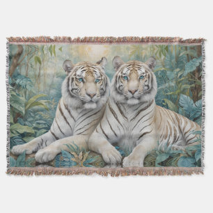 Helle Golden Tigers in einem blauen grünen Dschung Decke