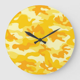 Helle, goldgelbe Camouflage-Dekoration farbenfroh Große Wanduhr
