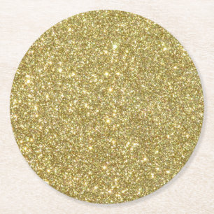 Helle GoldGlitzer-Glitzern Runder Pappuntersetzer