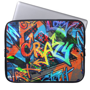 Helle Graffiti, urbanes Grafikdesign. Laptopschutzhülle