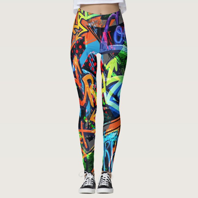 Helle Graffiti, urbanes Grafikdesign. Leggings (Vorderseite)