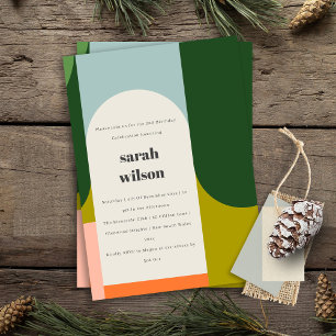 Helle Groovy Retro Arch Abstrakt jedes Alter Gebur Einladung