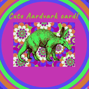 Helle grüne Aardvark und farbenfrohe Vintage Blume
