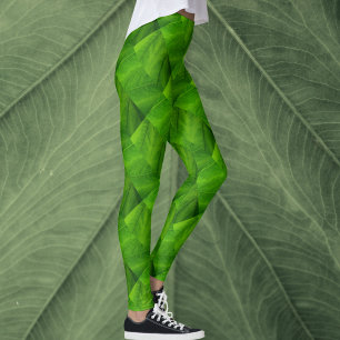 Helle grüne Blätter Naturmuster Leggings