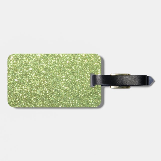 Helle grüne Glitzerfunken Gepäckanhänger (Rückseite horizontal)