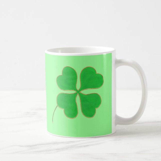 Helle grüne Kleeblätter Goldotter Trimm, Tasse (Rechts)