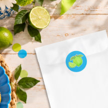 Helle grüne Limette auf blauem handgezeichnetem Zi