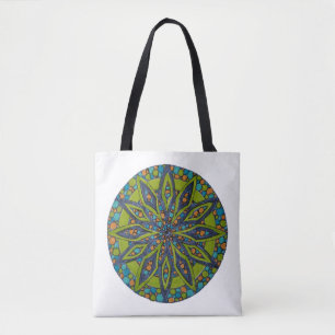 Helle grüne/navy Sternen-Mandala-Tasche Tasche