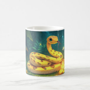 helle grüne Schlange in einem üppigen Dschungel Kaffeetasse