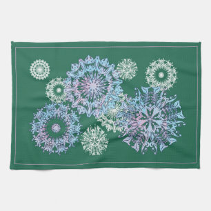 Helle grüne Teetücher mit Wasserfarben Schneeflock Geschirrtuch