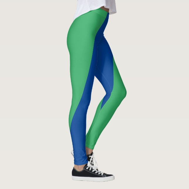 Helle grüne und blaue Leggings für Fitness (Rechts)