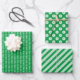 Helle grüne und weiße, koordinierte Weihnachten Geschenkpapier Set