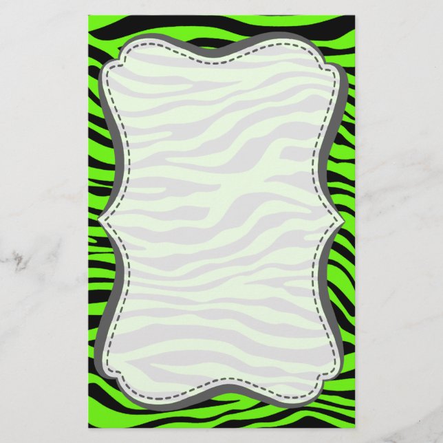 Helle grüne Zebra Briefpapier (Vorderseite)