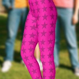 Helle, heiße rosa Sternmuster-Leggings Leggings