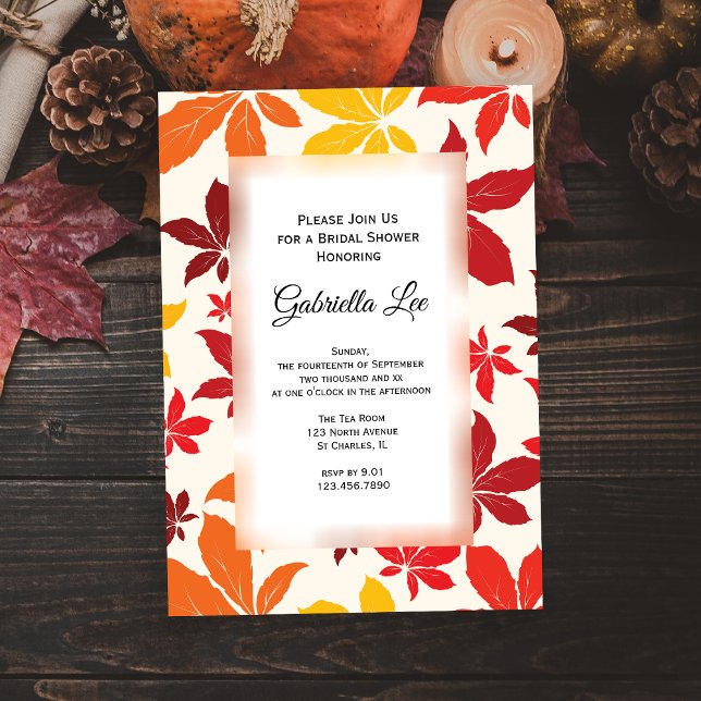 Helle Herbstlaube Bridal Dusche Einladung (Set a warm seasonal tone for your event with the Bright Fall Leaves Bridal Shower Invitation.)