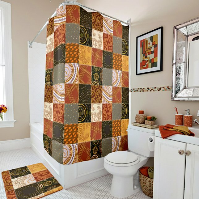 Helle Herbstpatchwork Duschvorhang (Von Creator hochgeladen)