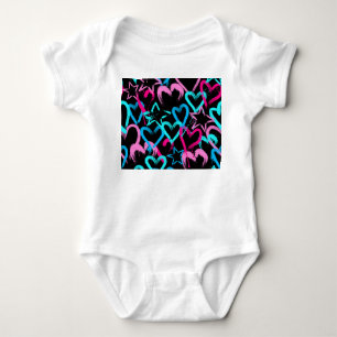 Helle Herzen und Sterne, nahtloses Muster. Baby Strampler