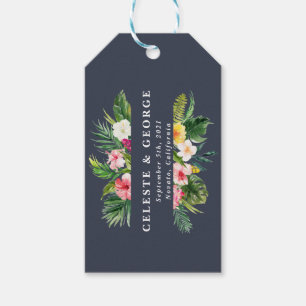 helle Hochzeit mit tropischen Blumen Geschenkanhänger