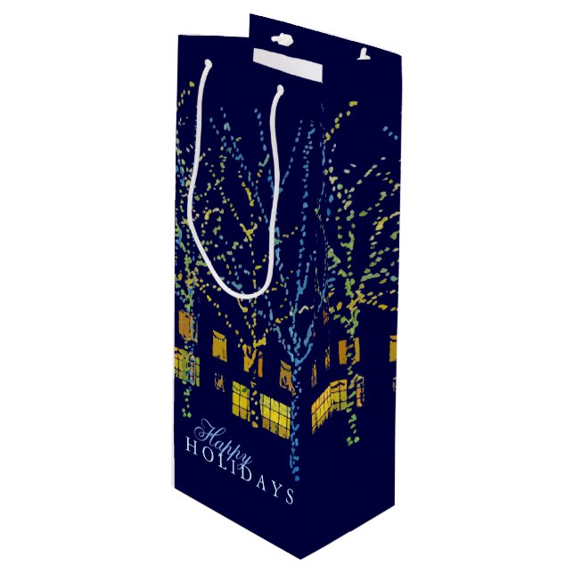 Helle Holiday Lights Weinbeutel Geschenktüte Für Weinflaschen (Vorderseite Schrägansicht)