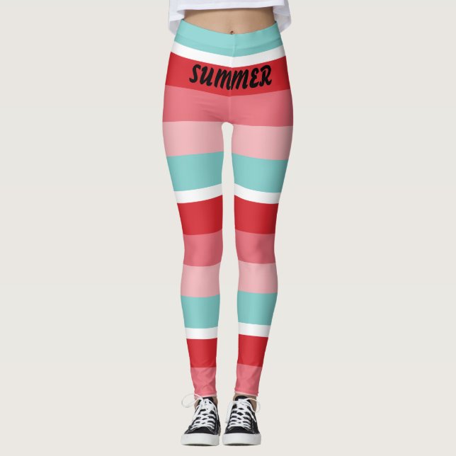 Helle, horizontale Streifen Leggings (Vorderseite)