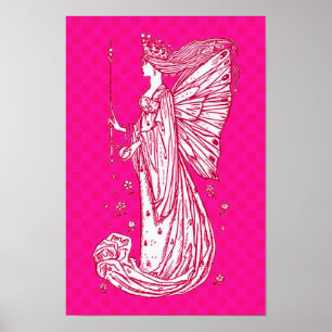 Helle, Hübsche Rosa Schmetterling Fairy Print Poster
