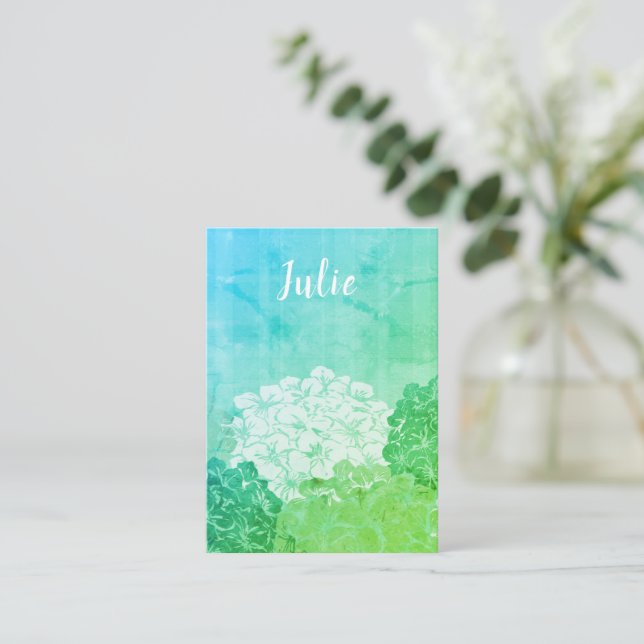 Helle Hydrangea Blüte Flat Note Card Mitteilungskarte (Stehend Vorderseite)