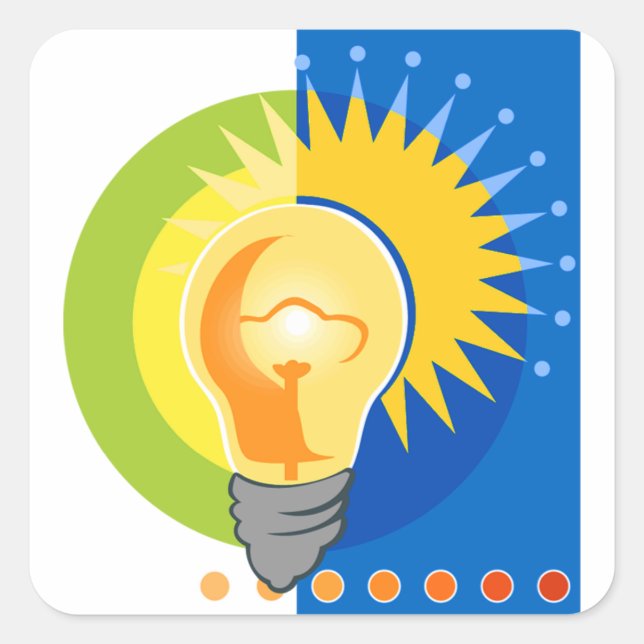 Helle Idee Light Bulb Electric Quadratischer Aufkleber (Vorderseite)