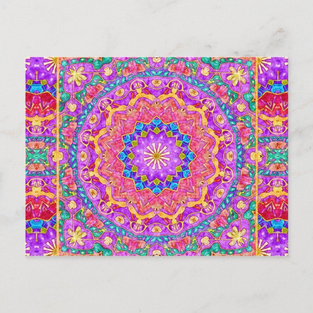 Helle India Watercolor Mandala Postcard Postkarte (Vorderseite)