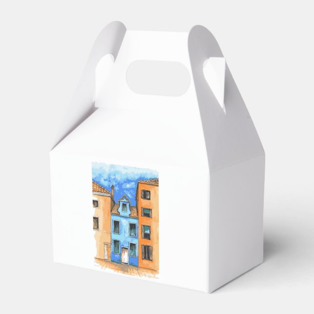 Helle italienische Straßen unter der mediterranen  Geschenkschachtel (Vorderseite)