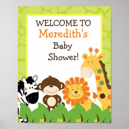 Helle Jungle Safari Tiere 8x10 Zeichen Poster