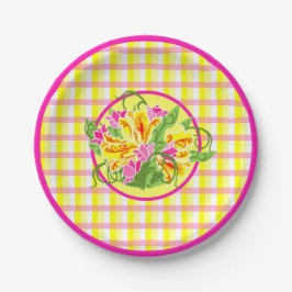 Helle Kariert- und Tulip-Platte Pappteller