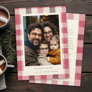 Helle Karo-Gemütliche-Warm-Familienfoto Feiertagskarte