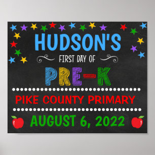 Helle Kopftafel Erster Tag des Pre-K-Zeichens Poster