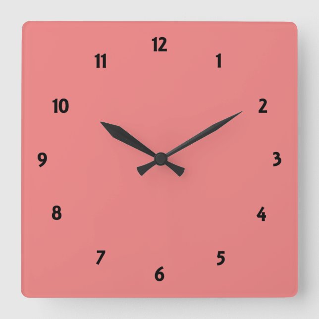 Helle Koralle Quadratische Wanduhr (Vorderseite)