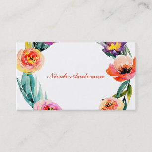 Helle kühne Blumenkranz-Aquarell-Chic-Blumen Visitenkarte