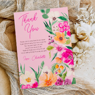 Helle, kühne wilde Blumen Schriftzug Brautdusche Dankeskarte