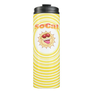 Helle lächelnde SoCal-Sonne Thermosbecher
