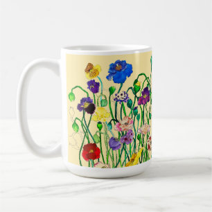 Helle, launige wilde Mohnblumen & Buttergelb Kaffeetasse