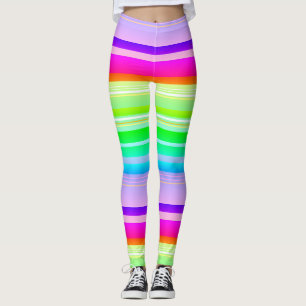 Helle lebendige Regenbogen-Mehrfarben-Gestreift Leggings