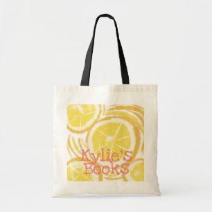 Helle Lemon Slices Abstrakt Library Books Tragetasche