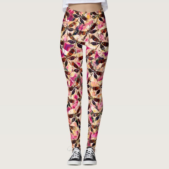 Helle Libellen Leggings (Vorderseite)