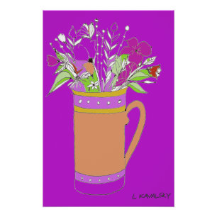 Helle, Lila Blume in einem Tasse-Poster Poster