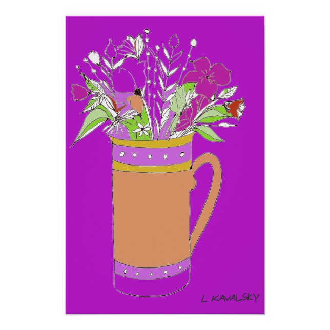 Helle, Lila Blume in einem Tasse-Poster Poster (Vorderseite)